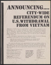 Announcing... City-Wide Referendum on U.S. Withdrawal from Vietnam