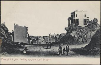 View of 2d. Ave. looking up from 42d. St. 1861.