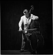 Swing Band Contest Sponsored by LOOK [Man playing an upright bass.]
