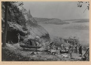 [Indian Life on Manhattan Island, 1600. Miniature group in the J. Clarence Davies Gallery of the Museum of the City of New York.]