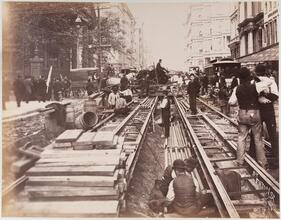Fulton St. [Construction of the cable road on Broadway, 1891.]