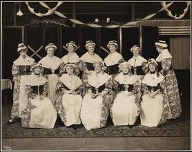 Churches, Group of 12 Ladies in Colonial Costumes at Marble Collegiate Church, 29th Street & 5th Avenue.