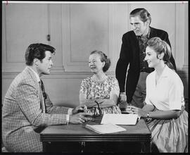 [Robert Horton, Agnes De Mille, Stephen Douglass and Inga Swenson at a rehearsal for "110 in the Shade".]
