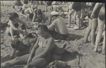 [Sunbathers on beach at Coney Island.]