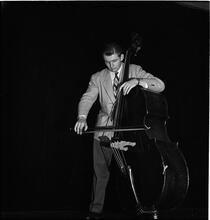Swing Band Contest Sponsored by LOOK [Man playing an upright bass.]