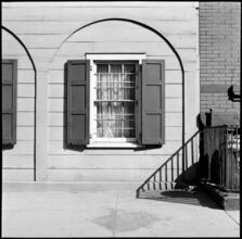 [Federal-style wood frame house, 24 Middagh Street. Window detail.]