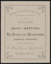 Programme of the Joint Meeting of the Clionian and Phrenocosmian Literary Societies