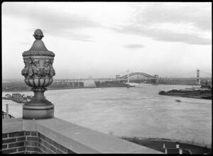 [View from a roof looking to the East River and the Triborough and Hell Gate bridges.]