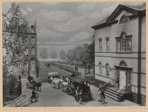 [Bowling Green, New York, 1831. Miniature group installed at the Museum of the City of New York.]