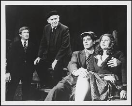 [Brian Murray as Charlie Now, Barnard Hughes as Da, Richard Seer as Young Charlie, and Mia Dillon as Mary Tate in "Da".]