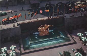 [Prometheus Fountain in Rockefeller Center.]