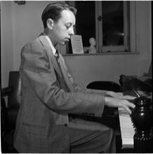 Swing Band Contest Sponsored by LOOK [Boy playing the piano.]