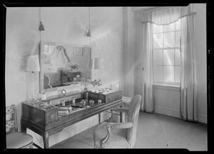 Carroll Carstairs [residence]. Bedroom spine and dressing table.