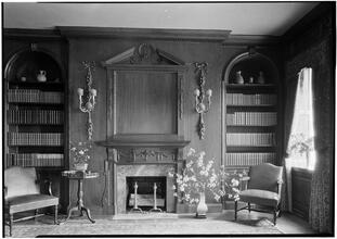 Richard F. Lawrence [residence]. Library toward fireplace.
