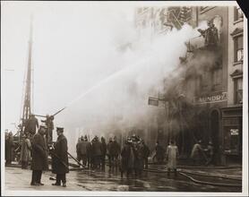 [Building on fire.]