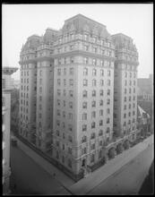 Broadway at the corner of West 55th Street. Wyoming Apartment House.