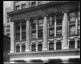 Broadway and Dey Street. New York Telephone and Telegraph Building. Detail of second floor stonework from Broadway side.