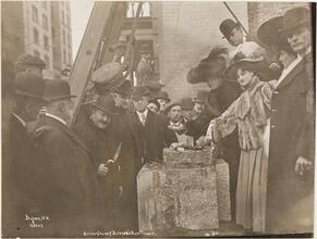 Cornerstone of Belasco's New Theatre.