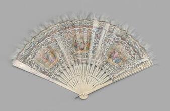 Folding fan of painted paper leaf
