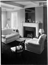 H.C. Woodall [residence]. Living room to fireplace.