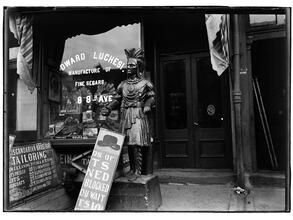 Cigar Store Indian series, "Aztec Indian", Edward Luchesi, Manufacture of fine segars, 8 8th Ave.