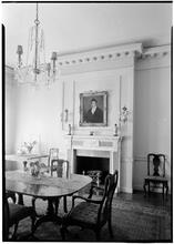 Richard Bernhard [residence]. Dining room to fireplace.
