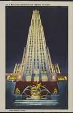 RCA Building, Rockefeller Center, at Night.