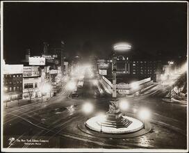 [Columbus Circle at night.]