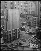 Woolworth Building, [from] Broadway Looking S. W. [Construction zone.]