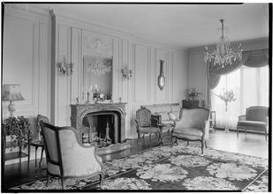 Faris R. Russell [residence]. Living room fireplace detail.