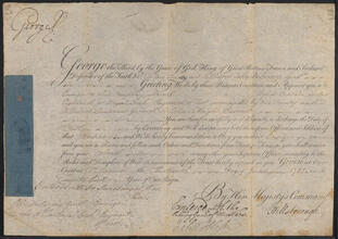 Military commission issued by King George III to John De Lancey, June 13, 1781