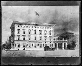 Metropolitan Club. Perspective rendering of front and side.