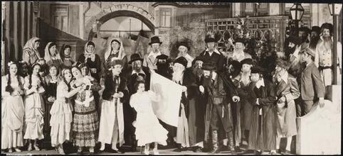 [Aaron Lebedeff in a wedding scene with a reluctant bride in an unidentified production.]