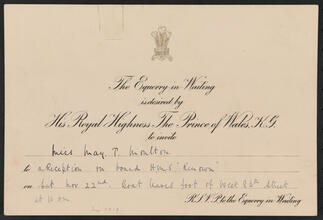 [Reception in honor of His Royal Highness the Prince of Wales on board H.M.S. "Renown".]