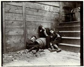 Street Arabs -- night, Boys in sleeping quarter.