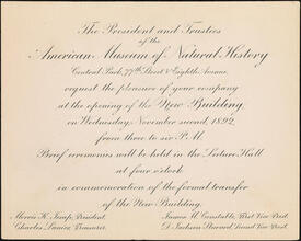 American Museum of Natural History. Opening of the New Building
