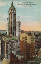 Singer Building, and part of Financial District, New York City.