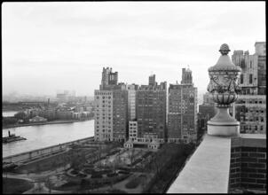 [View from a roof looking to the East River and Roosevelt Island.]