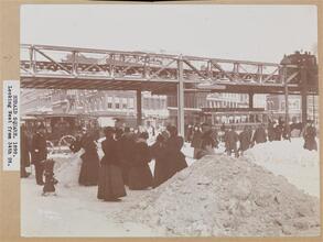Blizzard, 1899. [Broadway -- Herald Square 1899 -- Looking West from 34th St.]