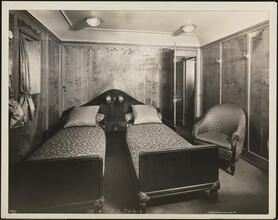 French Line, S.S. "Paris", Interior, Suite de Luxe #76 Bedroom.