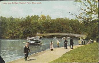 Lake and Bridge, Central Park, New - York.