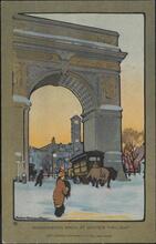 Washington Arch at Winter Twilight.