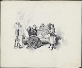 [Sketch of a woman with two children]