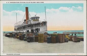 U.S. Immigration Station, Ellis Island, New York.  Transfer Steamer.