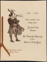 One hundred and Fifty-third Anniversary Dinner St. Andrew's Society of the State of New York