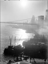 Brooklyn Bridge and Manhattan.