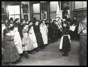Saluting the Flag in the Mott Street Industrial School.