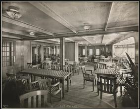 French Line, S.S. "Paris", First Class, Interior, Cafe Terrace.