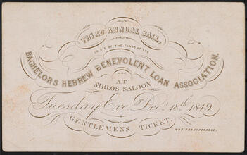 Third Annual Ball in Aid of the Funds of the Bachelors Hebrew Benevolent Loan Association
