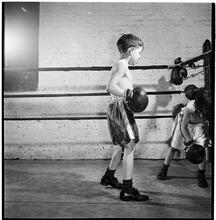 Boxing [at the] Police Athletic League [Two boys boxing.]